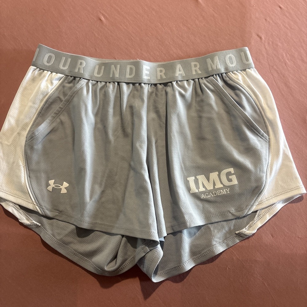 Under Armour Womens IMG Academy HeatGear Athletic Running Shorts Gray Size M
